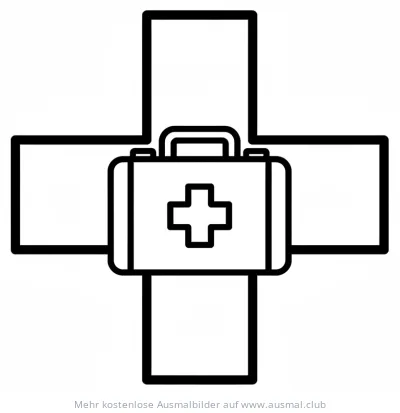 Pluszeichen Ausmalbild mit Erste-Hilfe-Koffer