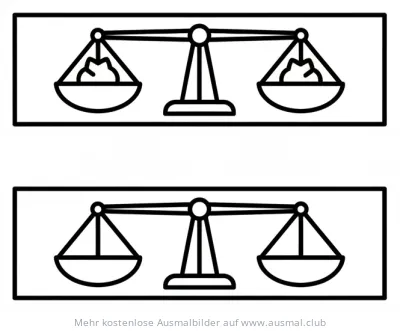 Gleichheitszeichen Ausmalbild mit Waagen