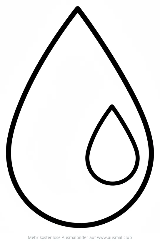 Tropfen Ausmalbild mit kleinem Tropfen innen