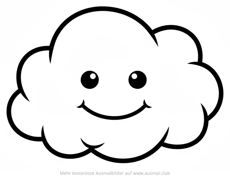 Freundliche Wolke Ausmalbild mit Gesicht