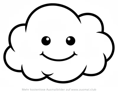 Freundliche Wolke Ausmalbild mit Gesicht