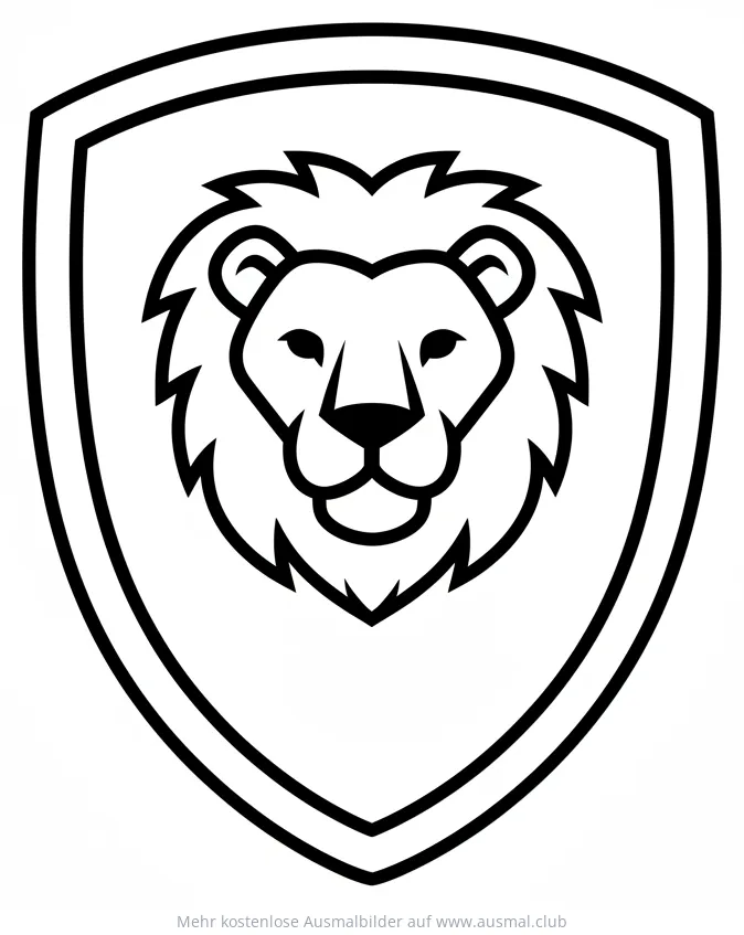 Löwenkopf auf Schild Ausmalbild