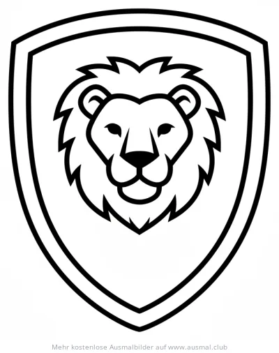 Löwenkopf auf Schild Ausmalbild