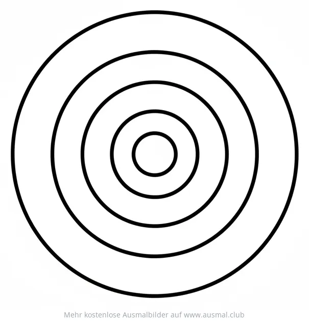 Zielscheibe Ausmalbild mit fünf konzentrischen Kreisen