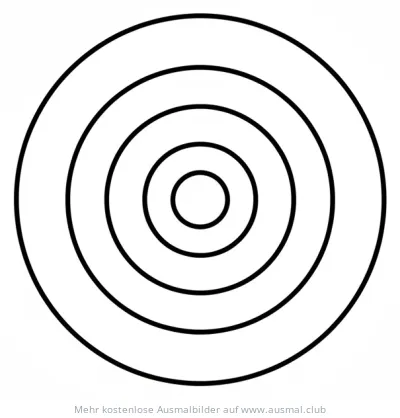Zielscheibe Ausmalbild mit fünf konzentrischen Kreisen
