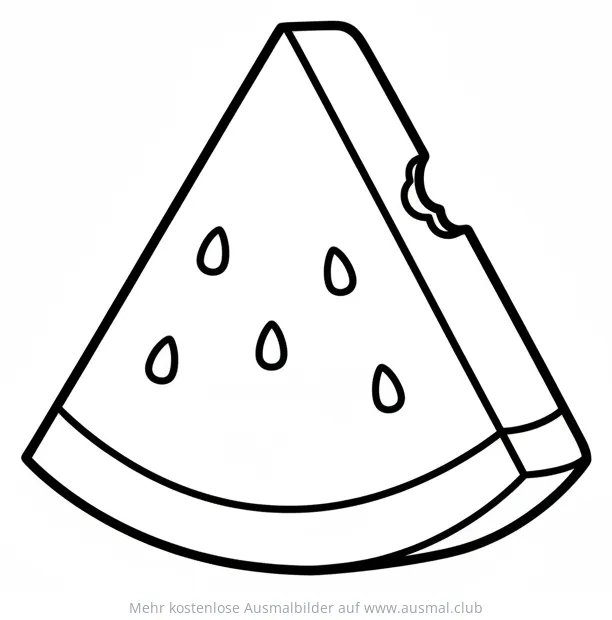 Wassermelone Ausmalbild mit Biss