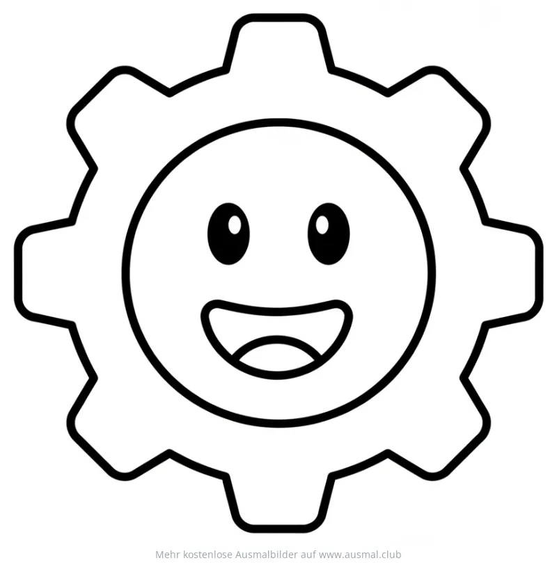 Freundliches Zahnradgesicht Ausmalbild