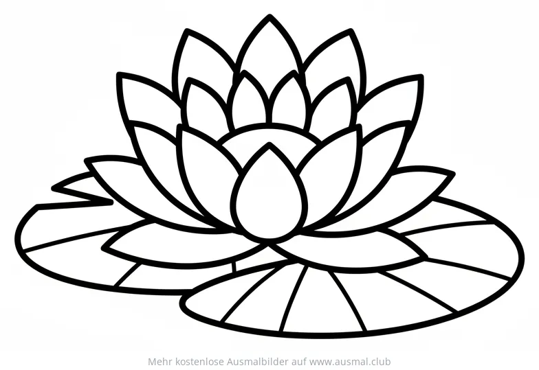 Seerose Ausmalbild mit Blättern