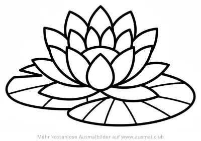 Seerose Ausmalbild mit Blättern