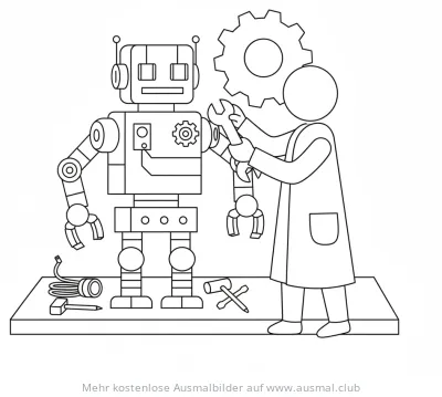 Wissenschaftler repariert Roboter Ausmalbild
