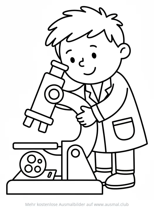 Forscher am Mikroskop Ausmalbild
