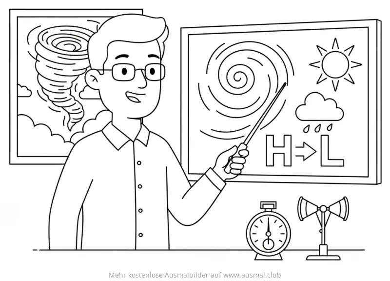 Meteorologe erklärt Wetter Ausmalbild
