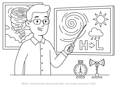 Meteorologe erklärt Wetter Ausmalbild