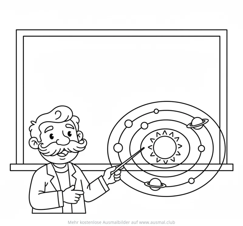 Wissenschaftler erklärt Sonnensystem Ausmalbild