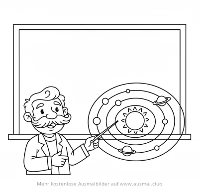 Wissenschaftler erklärt Sonnensystem Ausmalbild
