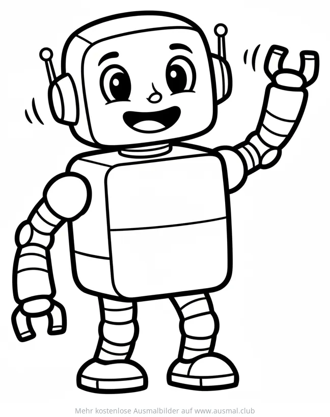 Freundlicher Roboter winkend Ausmalbild