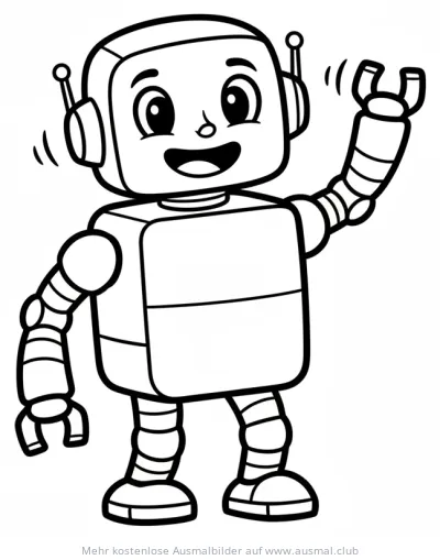 Freundlicher Roboter winkend Ausmalbild