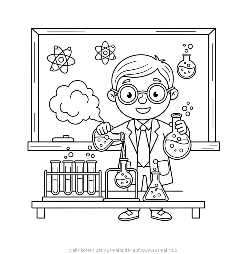 Forscher beim Experimentieren Ausmalbild