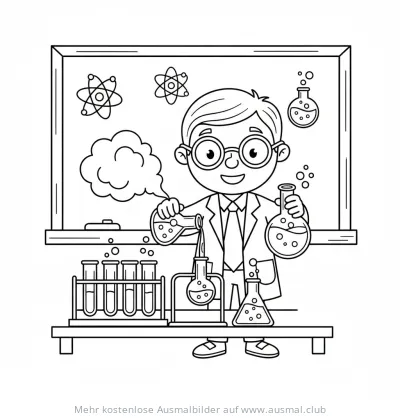 Forscher beim Experimentieren Ausmalbild