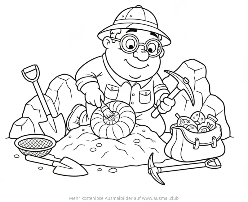 Forscher findet Ammonit Ausmalbild