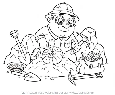 Forscher findet Ammonit Ausmalbild