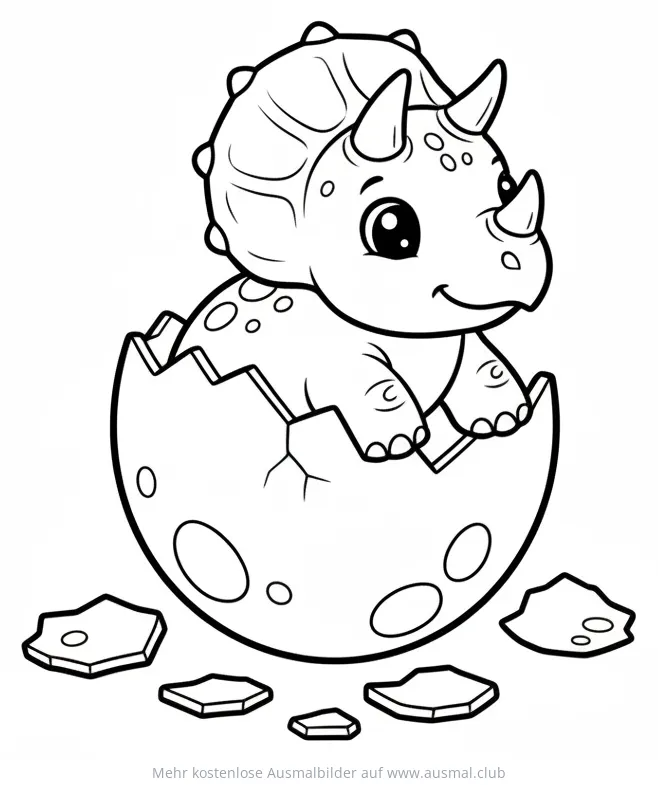 Triceratops schlüpft aus dem Ei Ausmalbild