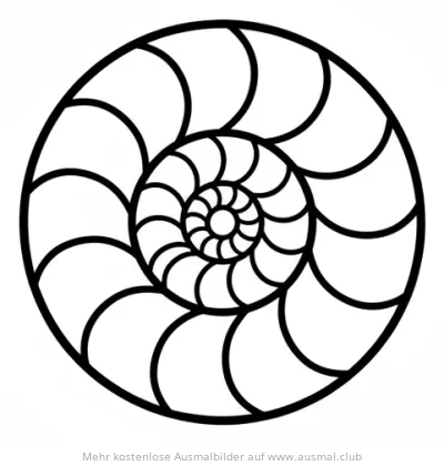 Ammonit Ausmalbild mit spiralförmigem Muster
