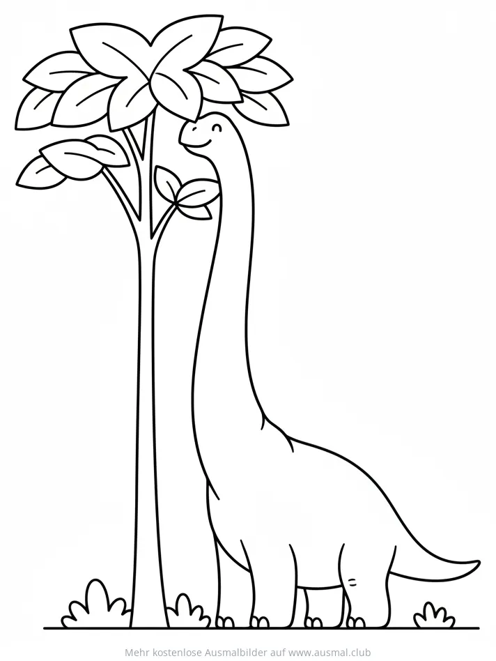 Freundlicher Brachiosaurus unter Baum Ausmalbild