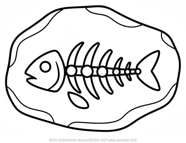 Fisch Fossil Ausmalbild im Stein
