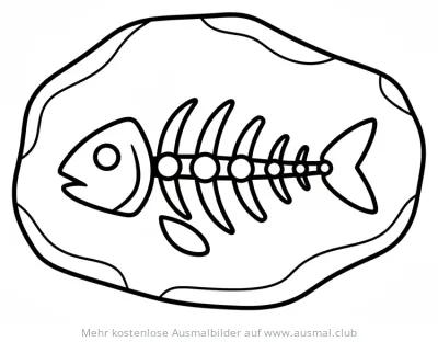 Fisch Fossil Ausmalbild im Stein