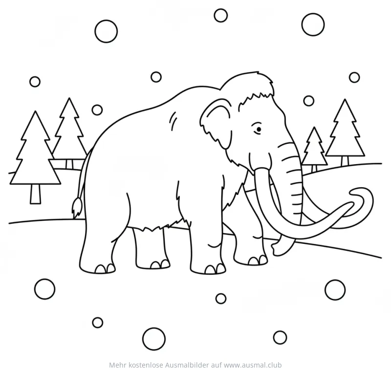 Mammut Ausmalbild im Schnee