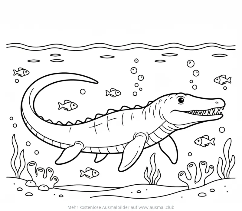 Mosasaurus schwimmt im Ozean Ausmalbild