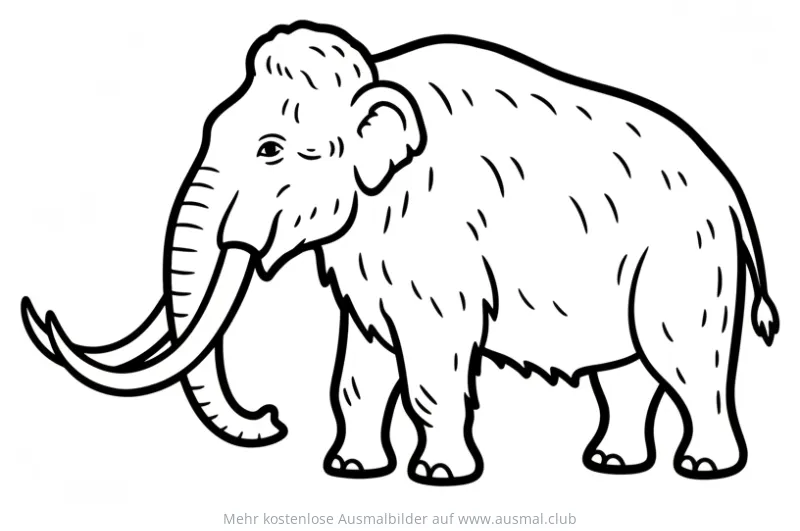 Mammut Ausmalbild im Comic-Stil