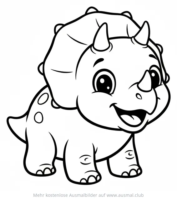 Baby Triceratops Ausmalbild mit großen Augen