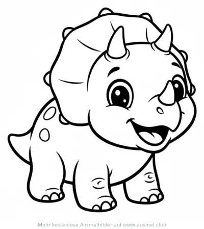 Baby Triceratops Ausmalbild mit großen Augen