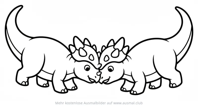 Zwei Pachycephalosaurus stoßen Köpfe aneinander Ausmalbild