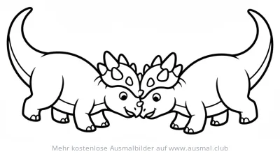 Zwei Pachycephalosaurus stoßen Köpfe aneinander Ausmalbild
