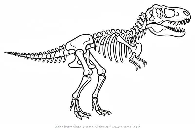 T-Rex Skelett Ausmalbild