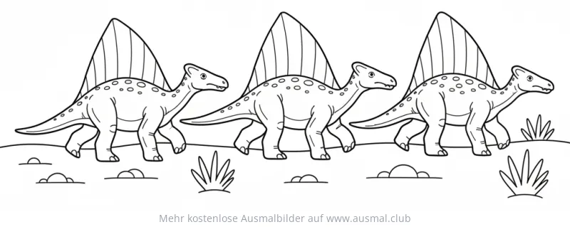 Drei Dimetrodon Dinosaurier Ausmalbild