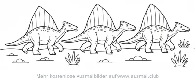Drei Dimetrodon Dinosaurier Ausmalbild