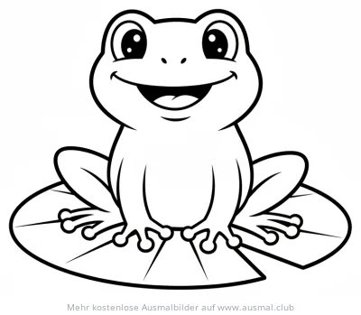 Frosch sitzt auf Seerosenblatt Ausmalbild