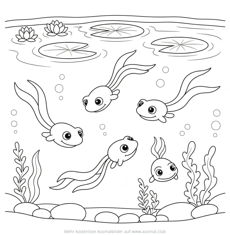 Kaulquappen im Teich Ausmalbild