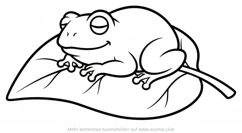 Schlafender Frosch auf einem Blatt Ausmalbild
