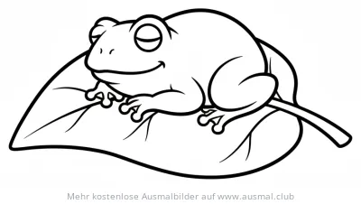 Schlafender Frosch auf einem Blatt Ausmalbild