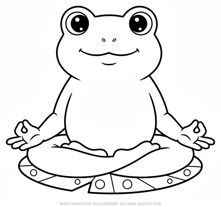 Yoga Frosch Ausmalbild auf Seerosenblatt