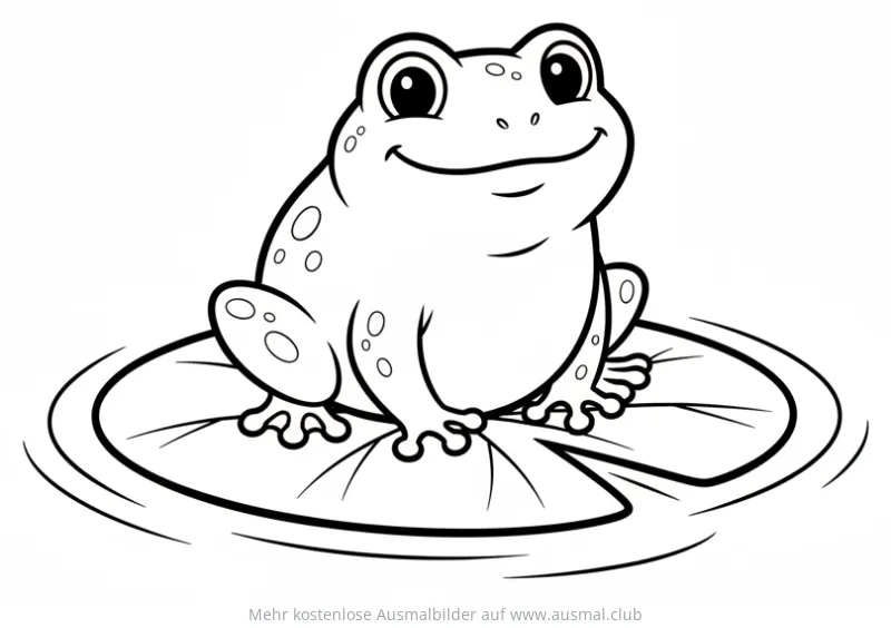 Frosch sitzt auf Seerosenblatt Ausmalbild