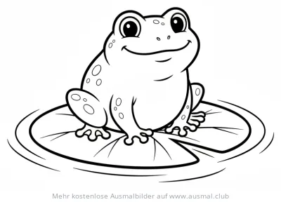 Frosch sitzt auf Seerosenblatt Ausmalbild