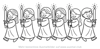 Kinder mit Kerzen in Fronleichnamsprozession Ausmalbild