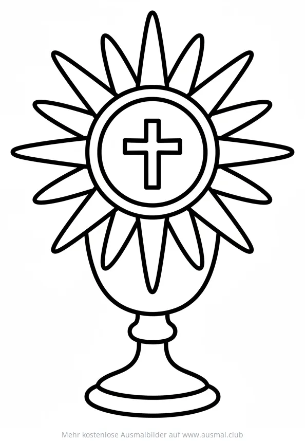 Monstranz Ausmalbild mit Kreuz und Strahlenkranz