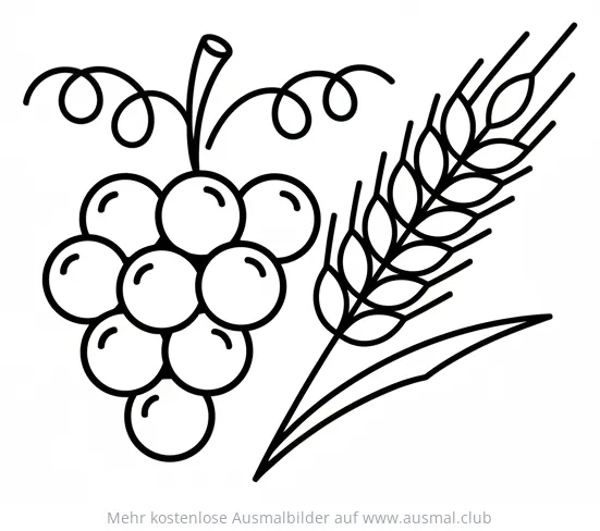 Trauben und Weizen Ausmalbild für Fronleichnam